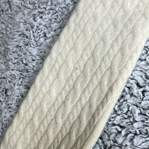 ANN TAYLOR M Cream Cable 100% Cashmere V-Neck Sweater - Picture 6 of 13